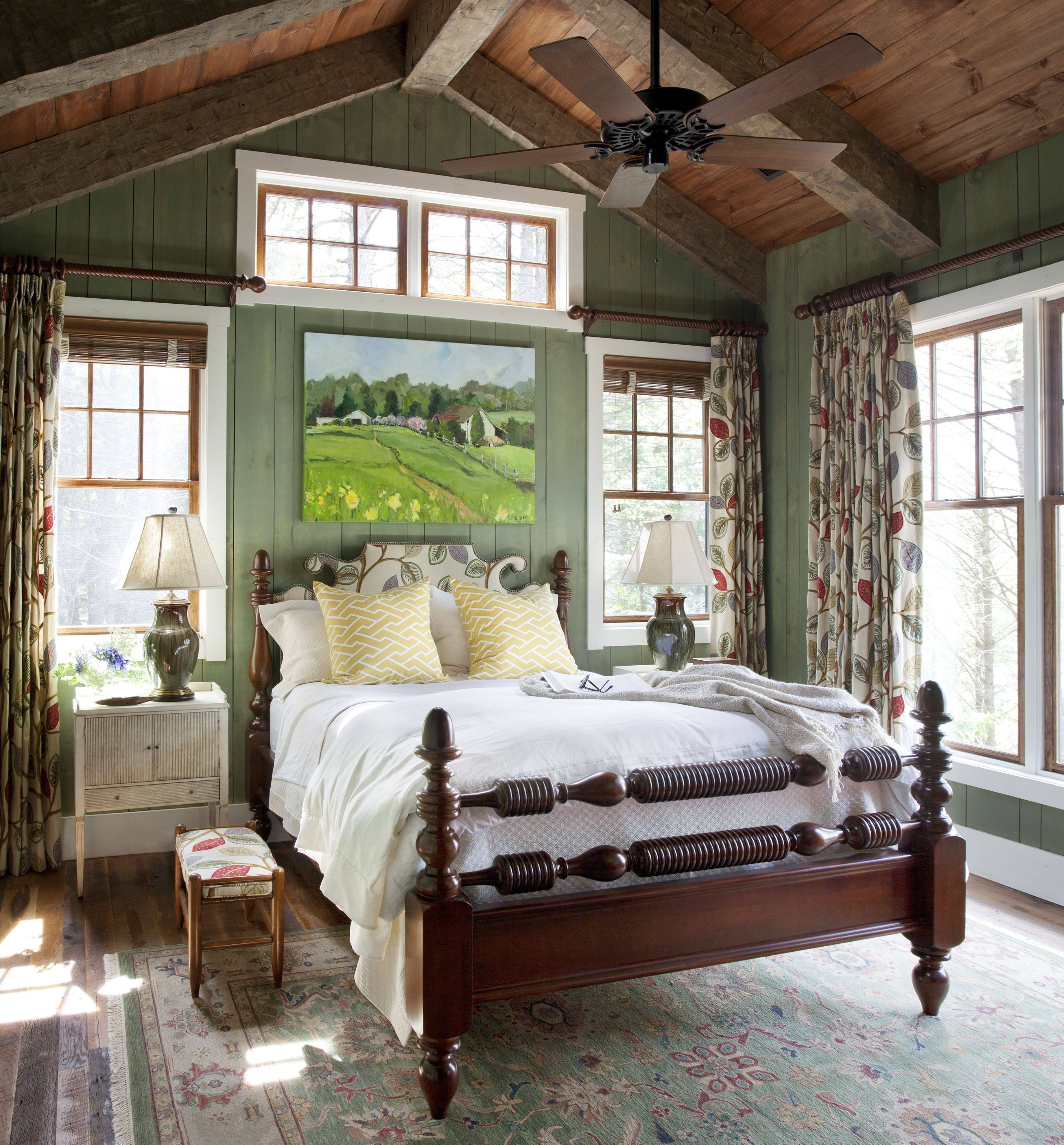Максимальная комфортность спальни в деревенском стиле