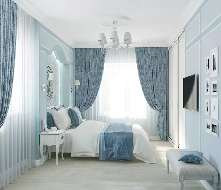 Дизайн спальни голубого цвета