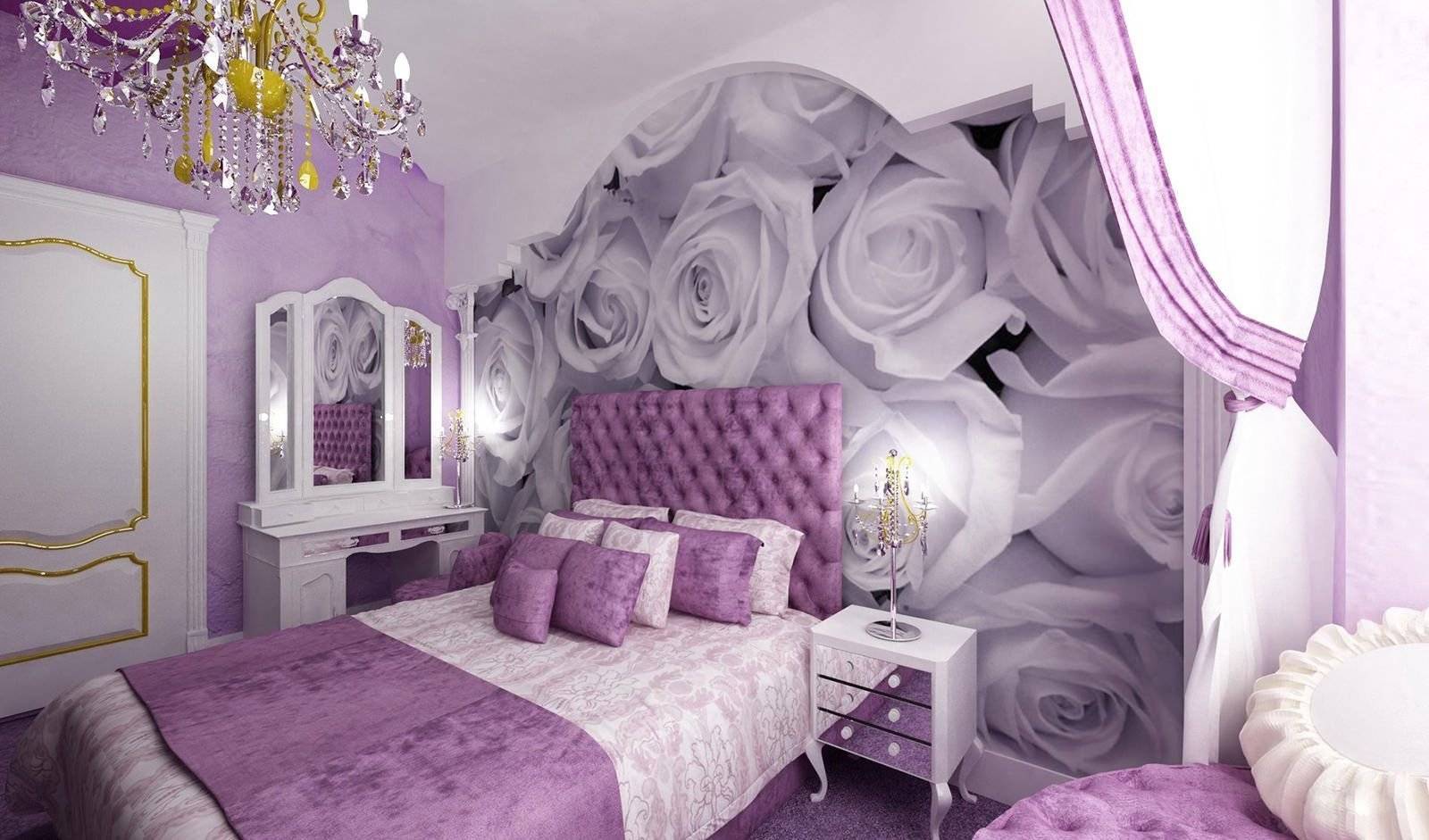 Спальня в фиолетовых тонах + фото