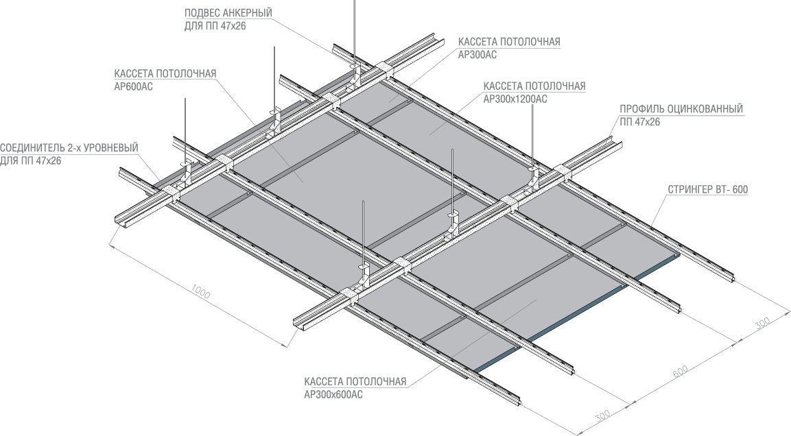 Кассетный потолок: специфика, плюсы и минусы, монтаж