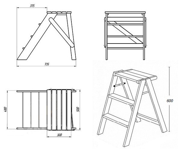 Как сделать складной табурет своими руками: чертежи, фото, схема сборки