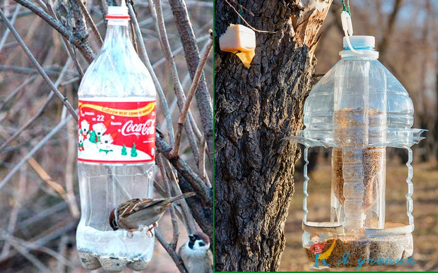 Кормушки для птиц – поделки из пластиковых бутылок: идеи, фото. как сделать кормушку для птиц из пластиковой бутылки 1.5, 5 литровой своими руками: схема, описание, фото. как изготовить кормушку для птиц из 2 бутылок?