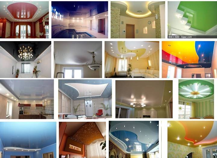 Виды натяжных потолков - фото различных вариантов, основные материалы