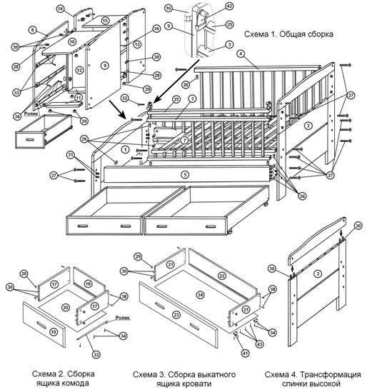 Кровать трансформер детская схема
