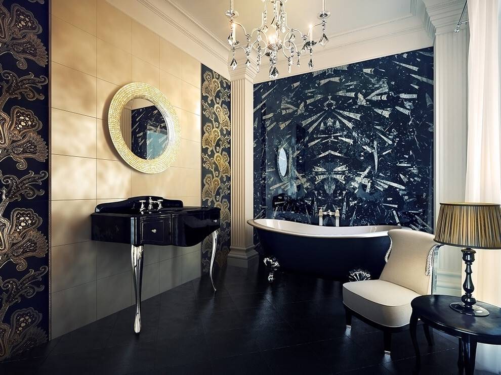 Интерьер ванной комнаты в готическом и неоготическом стилях, фото и описания