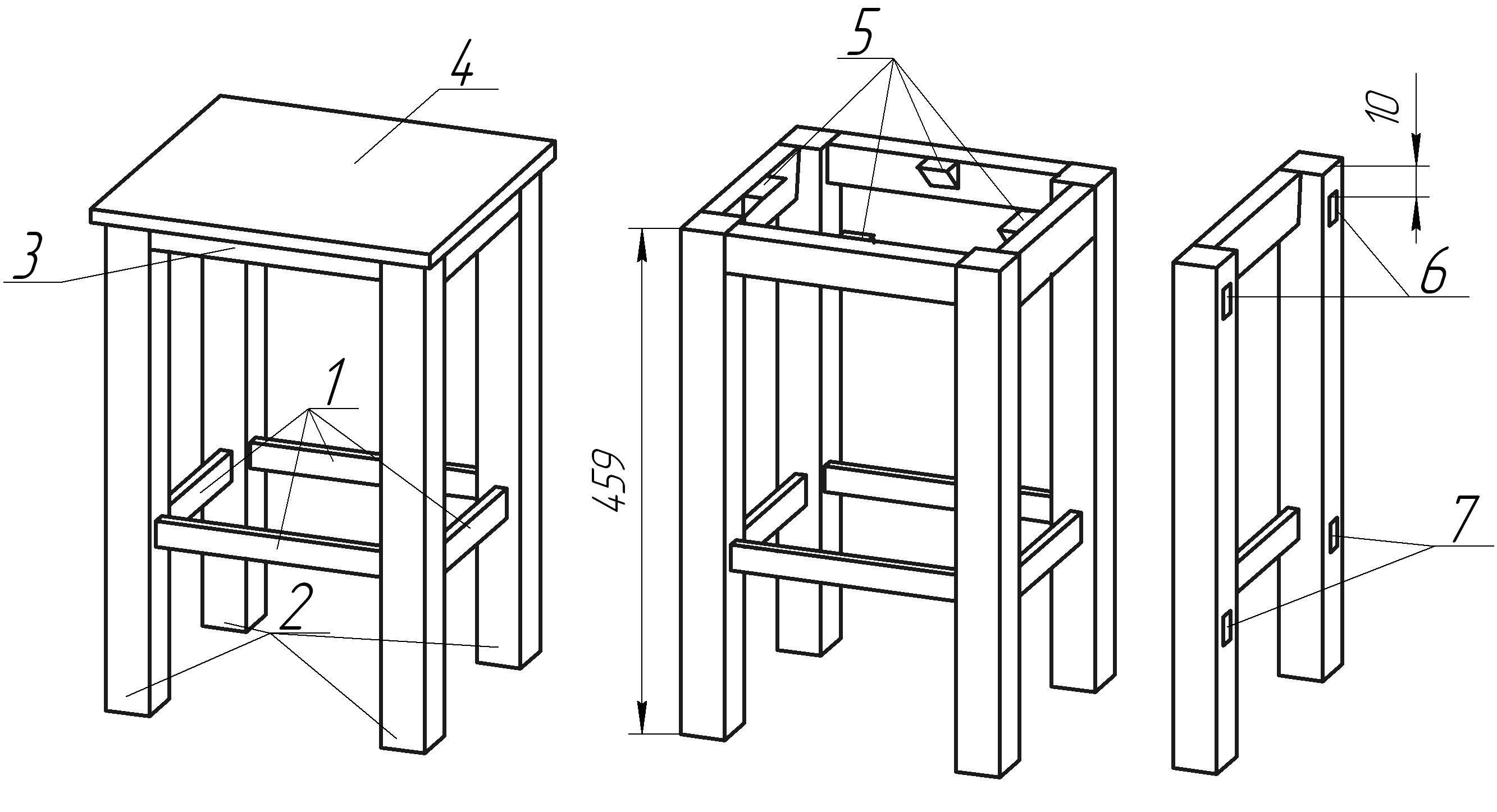 Табуретка Лесник чертежи