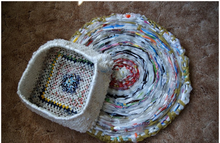 Мастер-класс вязания коврика из пакетов для мусора