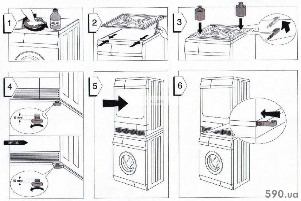 Как установить сушильную машину на стиральную в колонну?