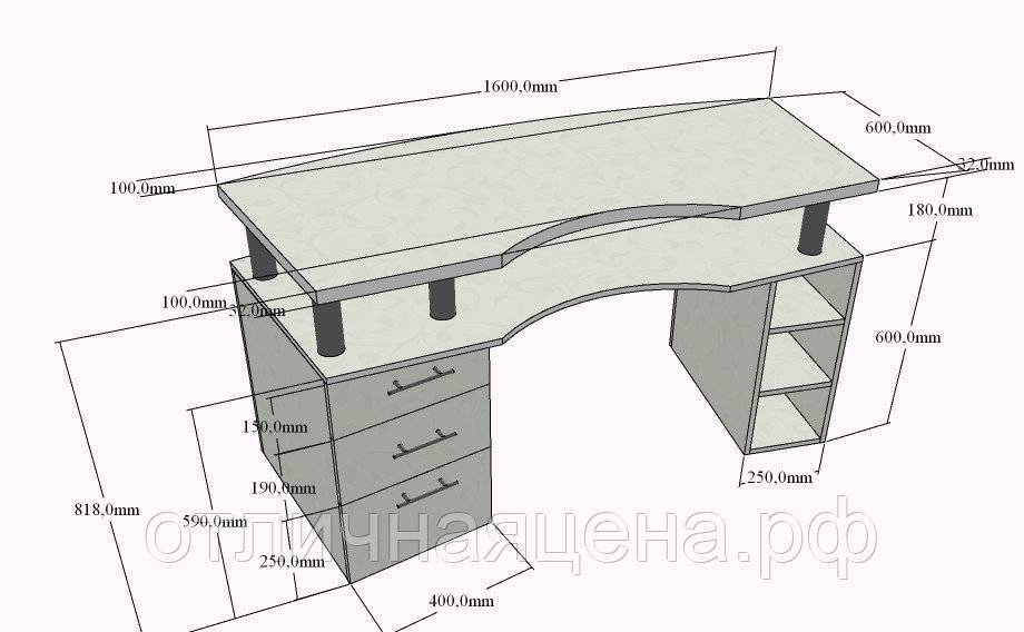 Маникюрный стол своими руками: чертежи и размеры