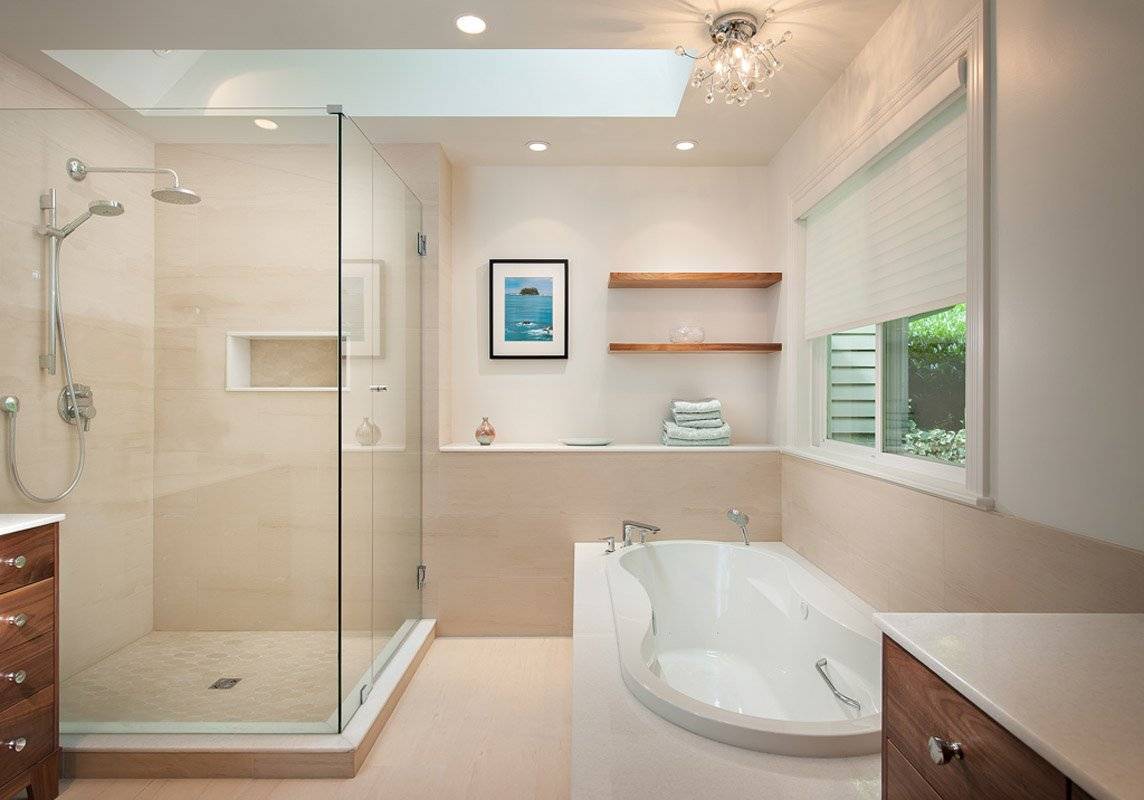 Дизайн ванной комнаты с душевой 2023 (77 фото): современный дизайн маленькой ванной с душевым уголком с перегородкой, из плитки