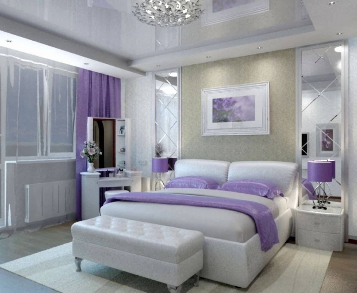 Шикарная спальня в фиолетовых тонах (30 идей дизайна на фото)