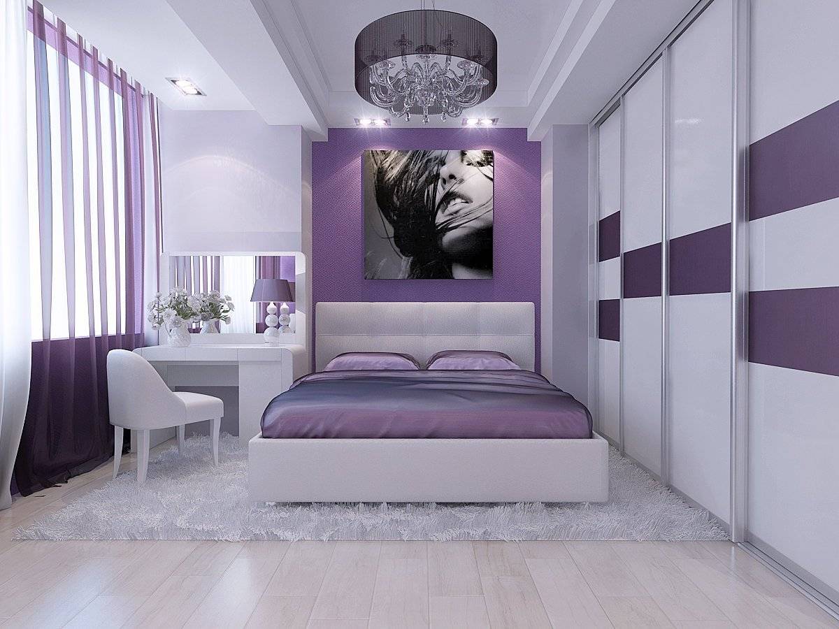 Спальни лилового цвета - 32 фото дизайнов в разных стилях