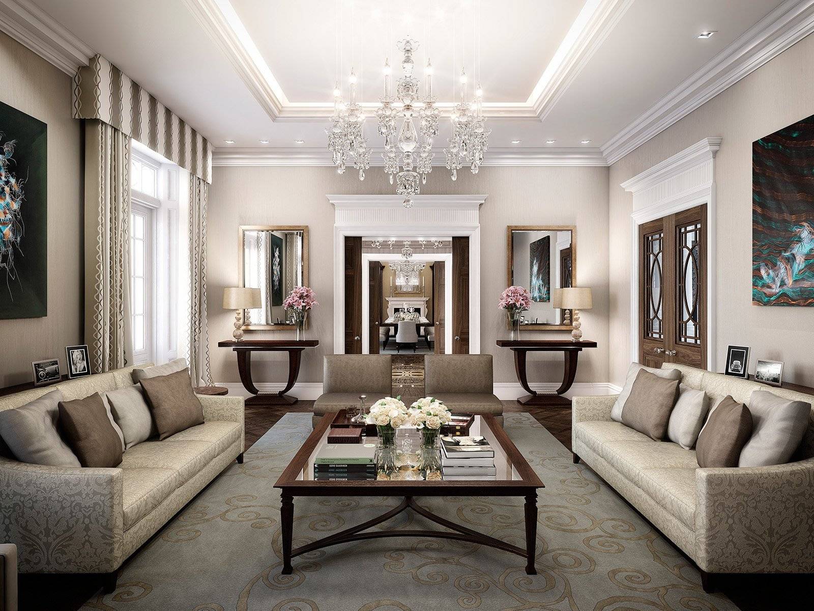 10 фото дизайна гостиной в классическом современном стиле: в светлых тонах, белая, оформление